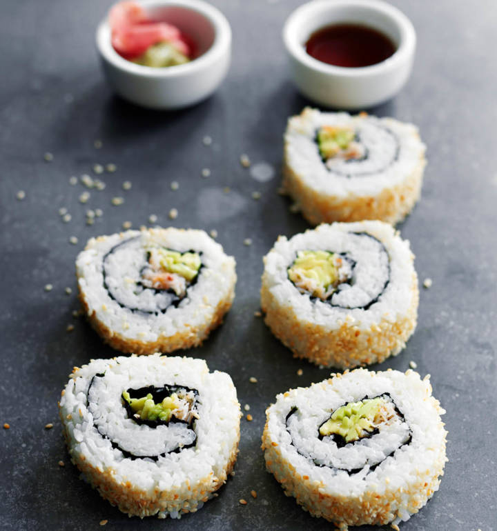 California crab rolls sushi Sainsbury`s Magazine